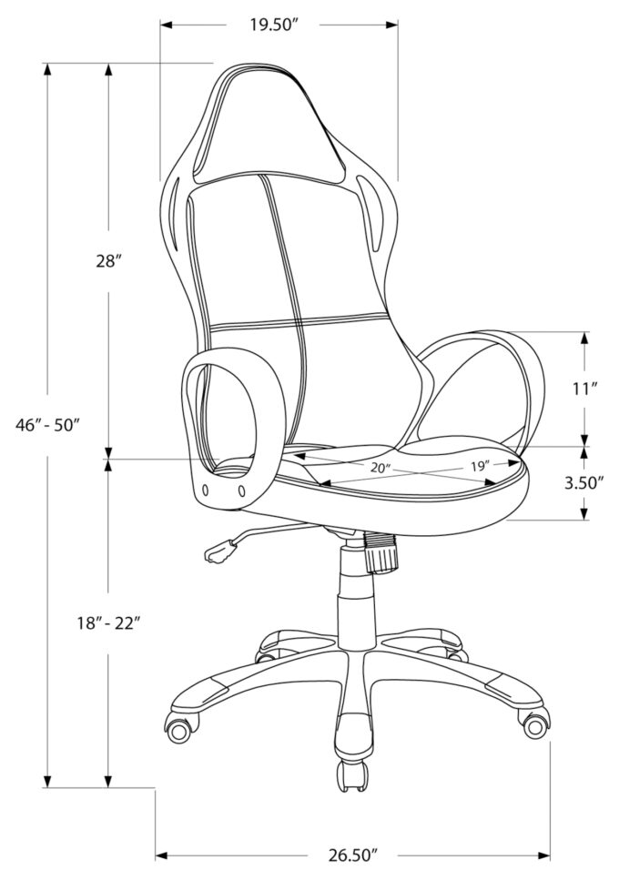 OFFICE CHAIR - BLACK / RED FABRIC / MULTI POSITION - Image 4