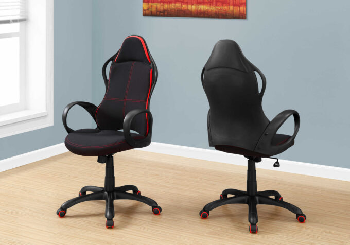 OFFICE CHAIR - BLACK / RED FABRIC / MULTI POSITION