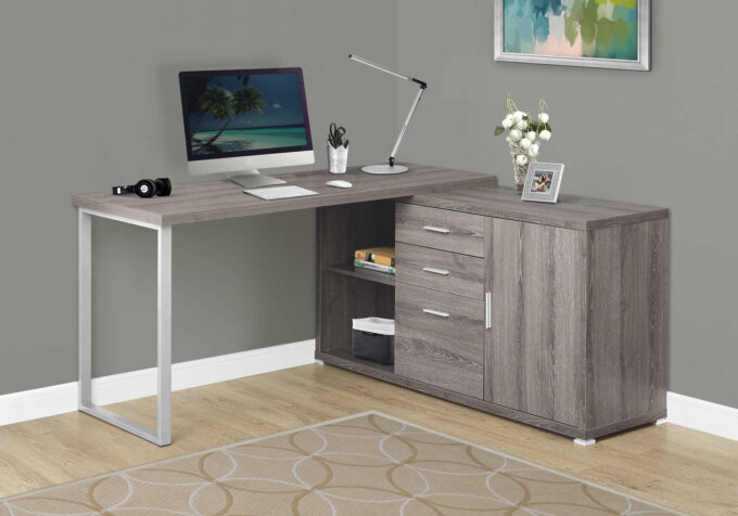 COMPUTER DESK - 60"L / DARK TAUPE LEFT OR RIGHT FACING