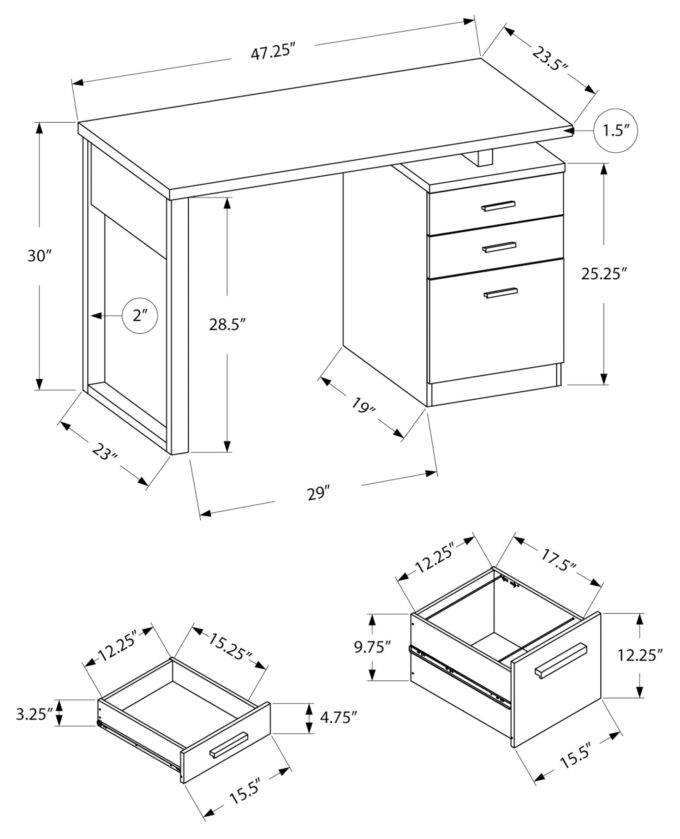 COMPUTER DESK - 48"L / GREY-BLACK LEFT OR RIGHT FACING - Image 4