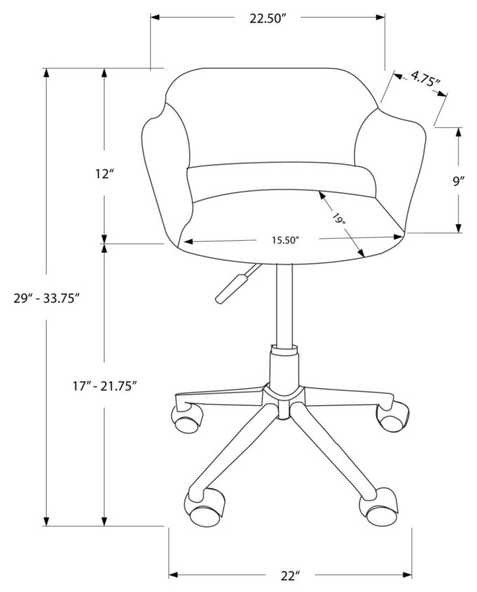 OFFICE CHAIR - BLACK / CHROME METAL HYDRAULIC LIFT BASE - Image 4