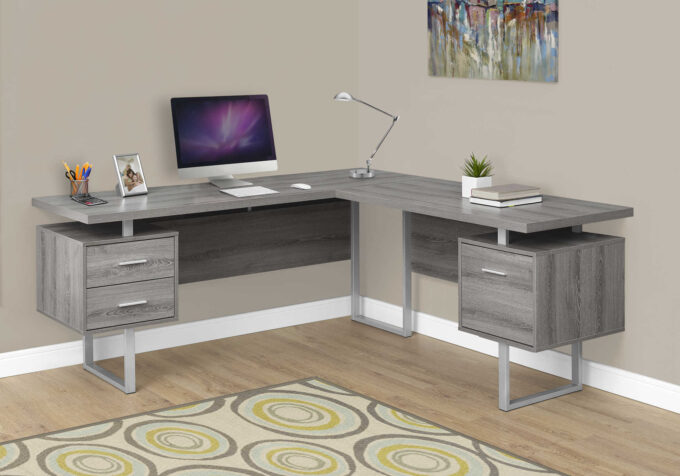 COMPUTER DESK - 70"L / DARK TAUPE LEFT OR RIGHT FACING