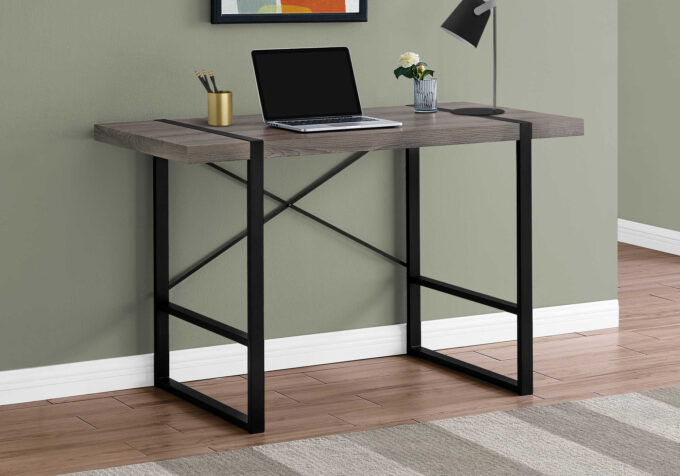 COMPUTER DESK - 48"L / DARK TAUPE / BLACK METAL