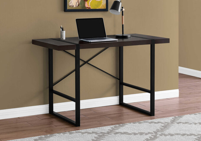 COMPUTER DESK - 48"L / ESPRESSO / BLACK METAL