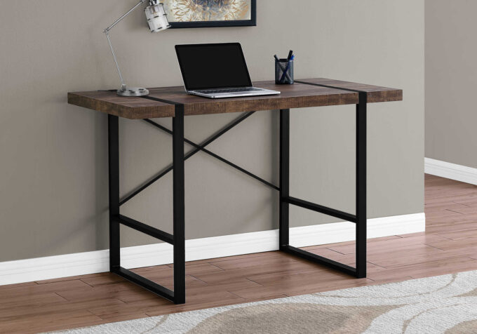 COMPUTER DESK - 48"L / BROWN RECLAIMED WOOD / BLACK METAL