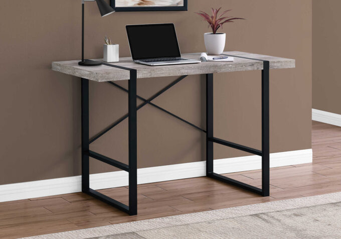 COMPUTER DESK - 48"L / TAUPE RECLAIMED WOOD / BLACK METAL