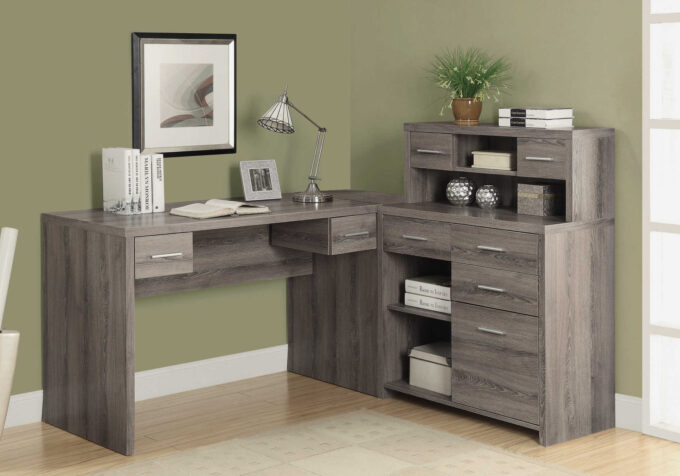 COMPUTER DESK - DARK TAUPE LEFT OR RIGHT FACING CORNER