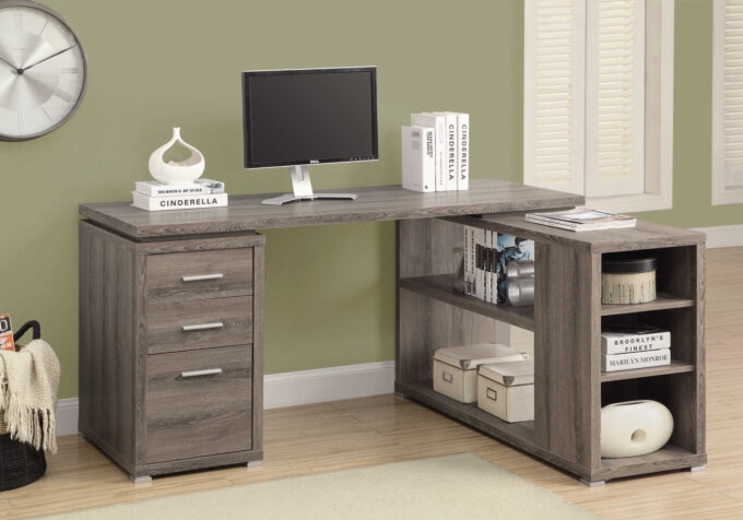 COMPUTER DESK - DARK TAUPE LEFT OR RIGHT FACING CORNER