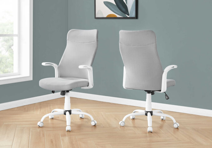 OFFICE CHAIR - WHITE / GREY FABRIC / MULTI POSITION