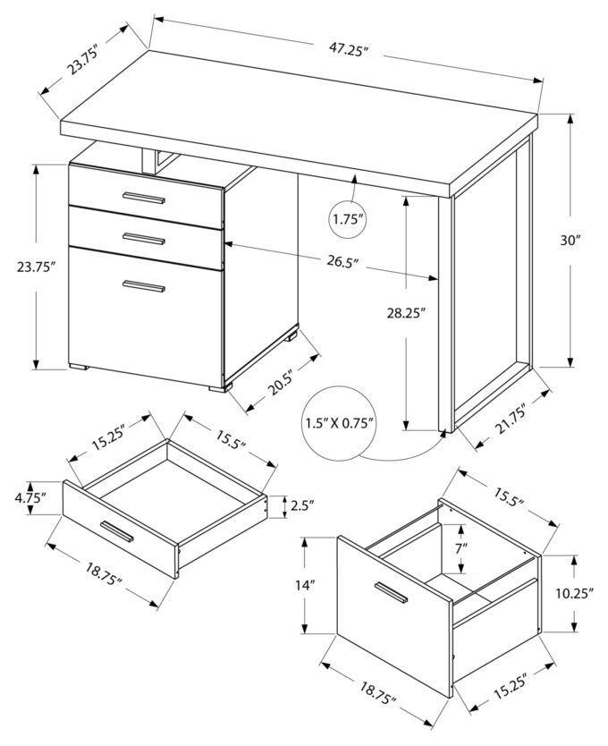 COMPUTER DESK - 48"L / DARK TAUPE LEFT OR RIGHT FACING - Image 4