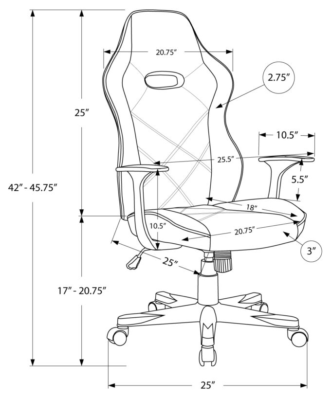 OFFICE CHAIR - GAMING / BLACK / GREY LEATHER-LOOK - Image 4