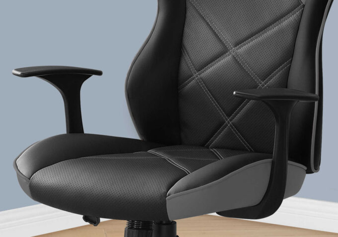 OFFICE CHAIR - GAMING / BLACK / GREY LEATHER-LOOK - Image 2