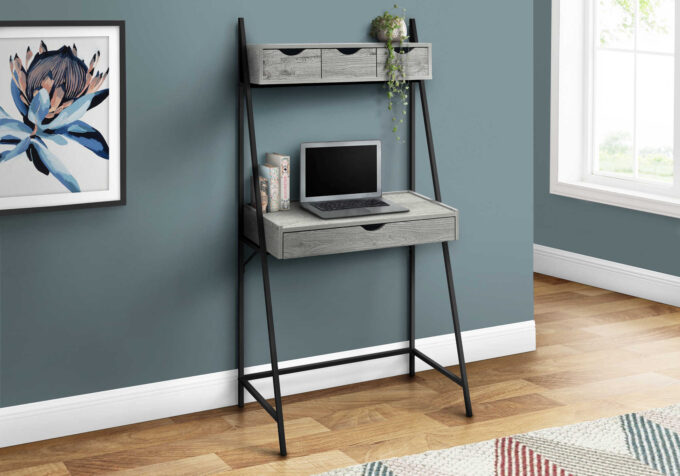 COMPUTER DESK - 32"L / GREY / BLACK METAL