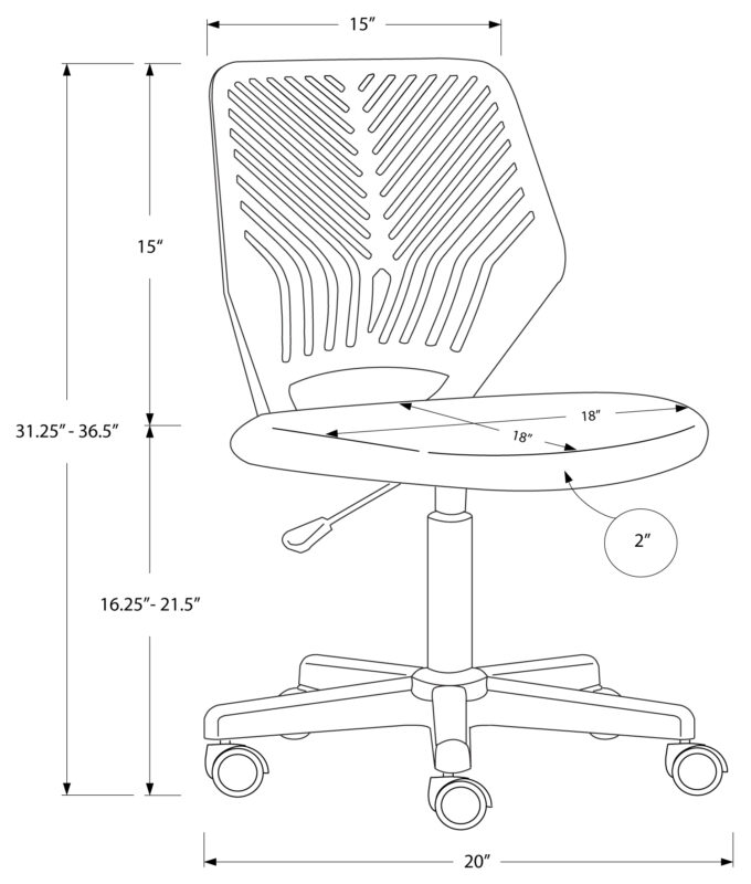 OFFICE CHAIR - WHITE JUVENILE / BLACK BASE ON CASTORS - Image 4