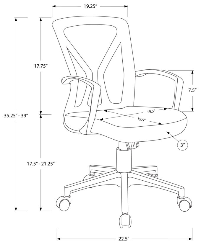 OFFICE CHAIR - BLACK / BLACK BASE ON CASTORS - Image 4