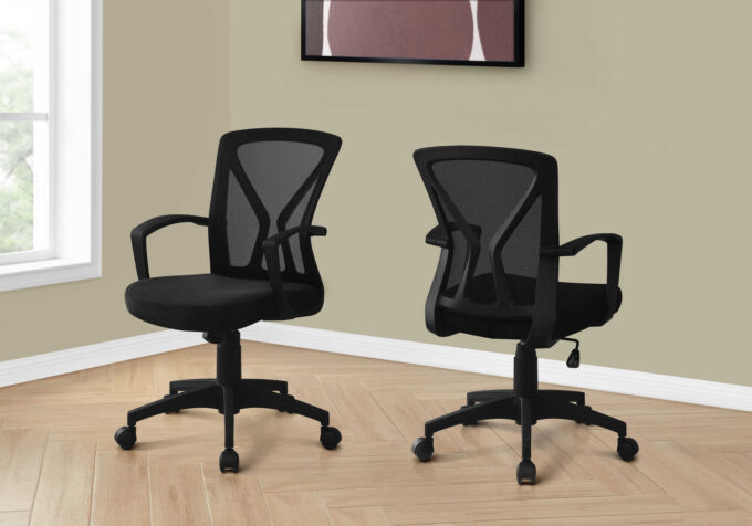 OFFICE CHAIR - BLACK / BLACK BASE ON CASTORS