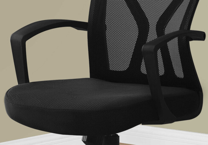 OFFICE CHAIR - BLACK / BLACK BASE ON CASTORS - Image 3