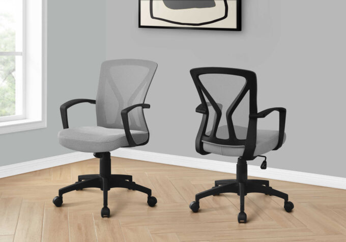 OFFICE CHAIR - GREY / BLACK BASE ON CASTORS