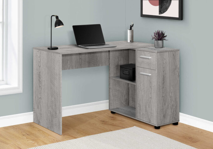 COMPUTER DESK - 46"L / INDUSTRIAL GREY / STORAGE CABINET