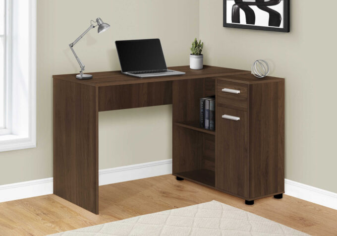 COMPUTER DESK - 46"L / DARK WALNUT / STORAGE CABINET