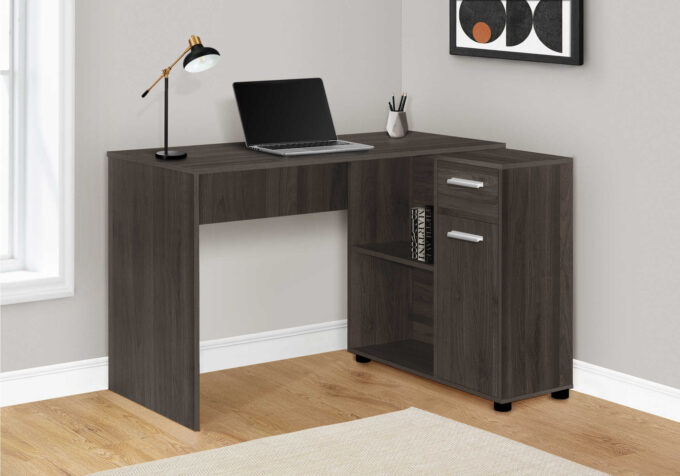 COMPUTER DESK - 46"L / BROWN OAK / STORAGE CABINET