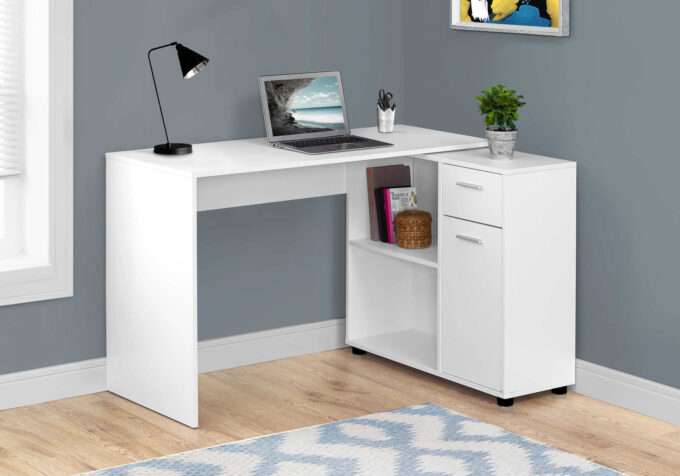 COMPUTER DESK - 46"L / WHITE WITH A STORAGE CABINET