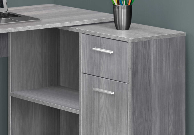 COMPUTER DESK - 46"L / GREY WITH A STORAGE CABINET - Image 2