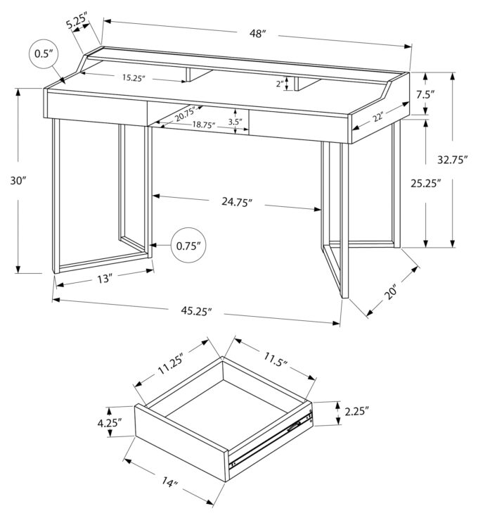 COMPUTER DESK - 48"L / WHITE / SILVER METAL - Image 4