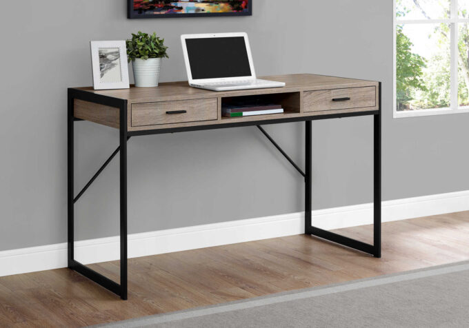 COMPUTER DESK - 48"L / DARK TAUPE / BLACK METAL