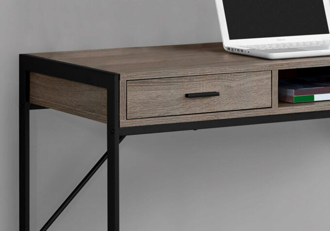 COMPUTER DESK - 48"L / DARK TAUPE / BLACK METAL - Image 2