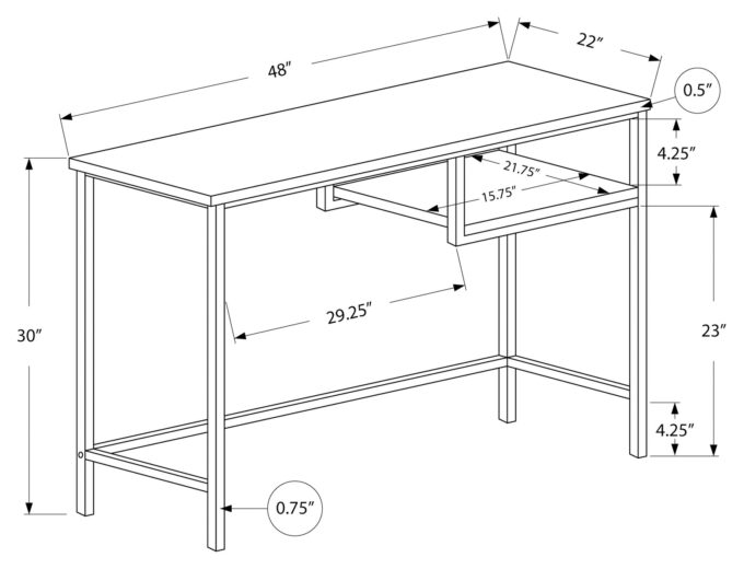 COMPUTER DESK - 48"L / WHITE / SILVER METAL - Image 4