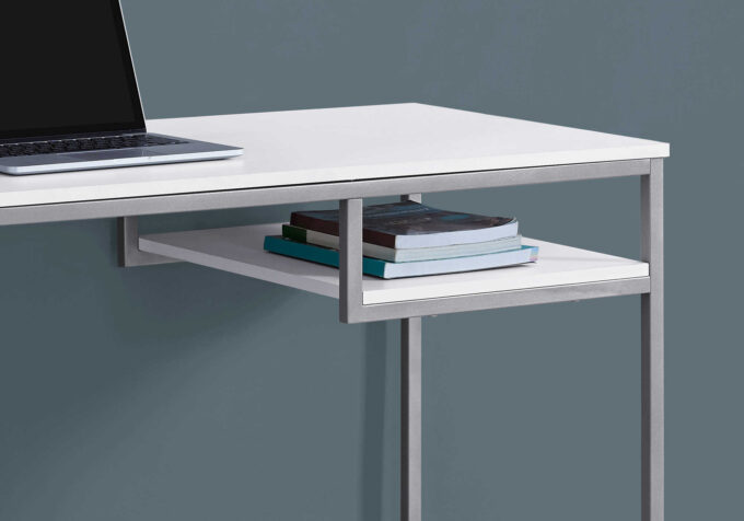 COMPUTER DESK - 48"L / WHITE / SILVER METAL - Image 2