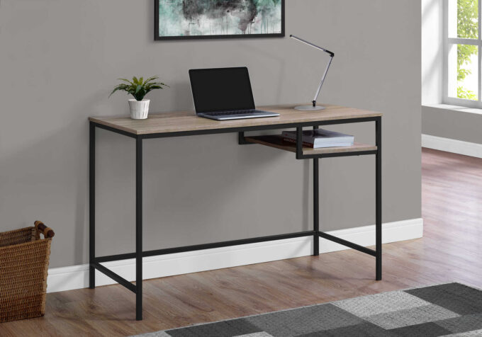 COMPUTER DESK - 48"L / DARK TAUPE / BLACK METAL