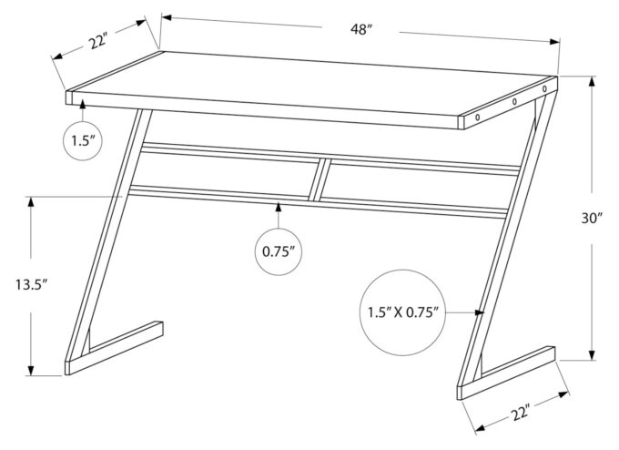 COMPUTER DESK - 48"L / WHITE / SILVER METAL - Image 4