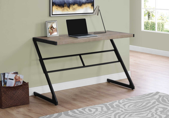 COMPUTER DESK - 48"L / DARK TAUPE / BLACK METAL