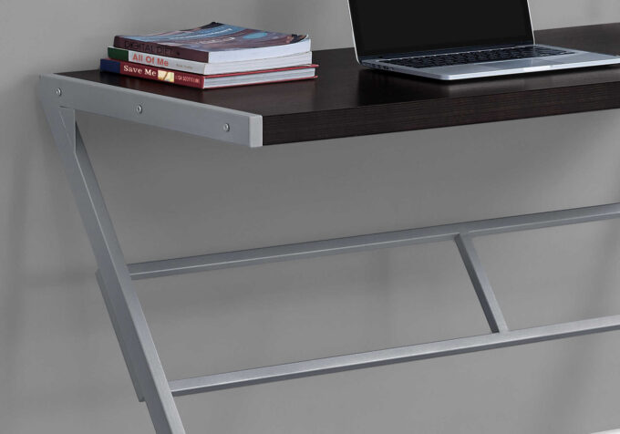 COMPUTER DESK - 48"L / ESPRESSO / SILVER METAL - Image 2