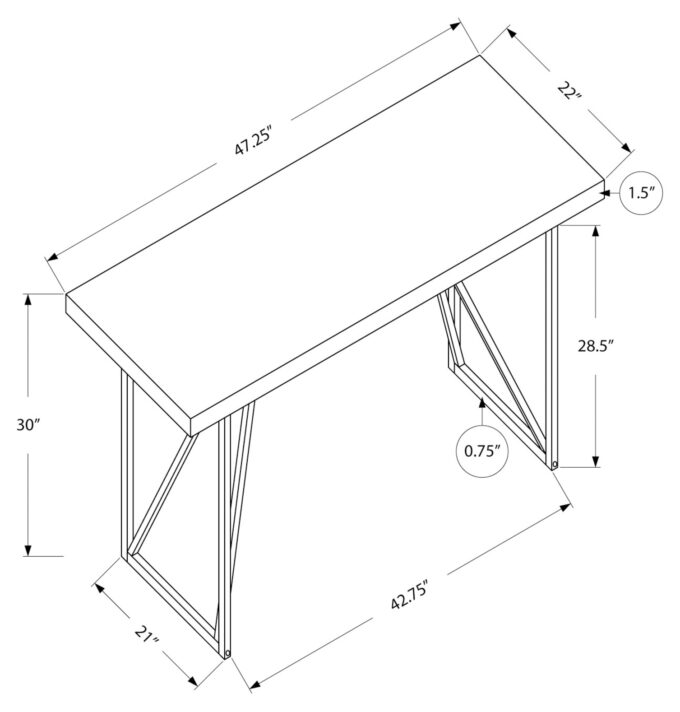 COMPUTER DESK - 48"L / WHITE / SILVER METAL - Image 4