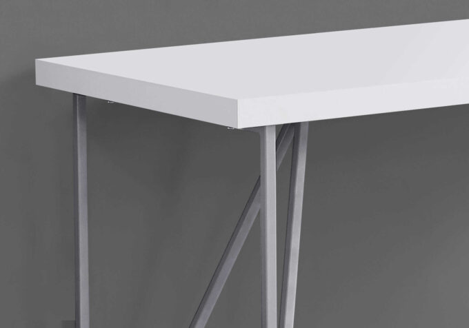 COMPUTER DESK - 48"L / WHITE / SILVER METAL - Image 2