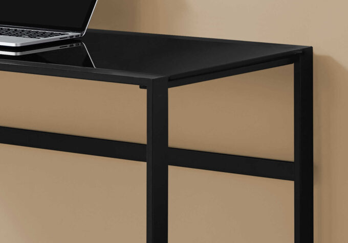 COMPUTER DESK - 48"L / BLACK METAL / BLACK TEMPERED GLASS - Image 2