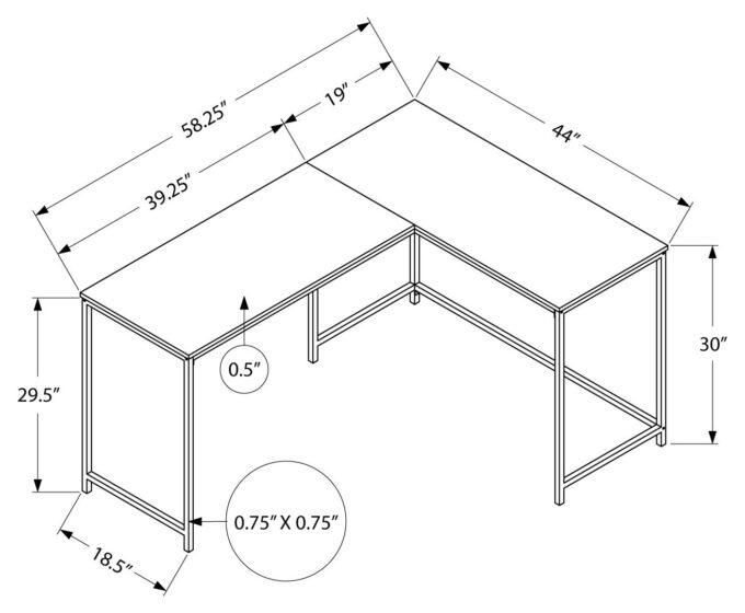 COMPUTER DESK - 58"L / ESPRESSO TOP / BLACK METAL CORNER - Image 4