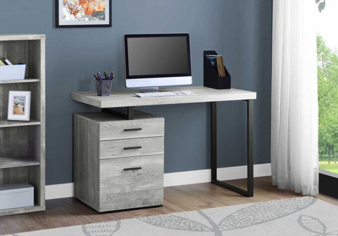 COMPUTER DESK - 48"L / GREY RECLAIMED WOOD / BLACK METAL