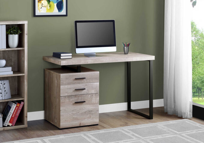 COMPUTER DESK - 48"L / TAUPE RECLAIMED WOOD / BLACK METAL