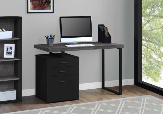 COMPUTER DESK - 48"L / BLACK / GREY TOP LEFT/RIGHT FACING