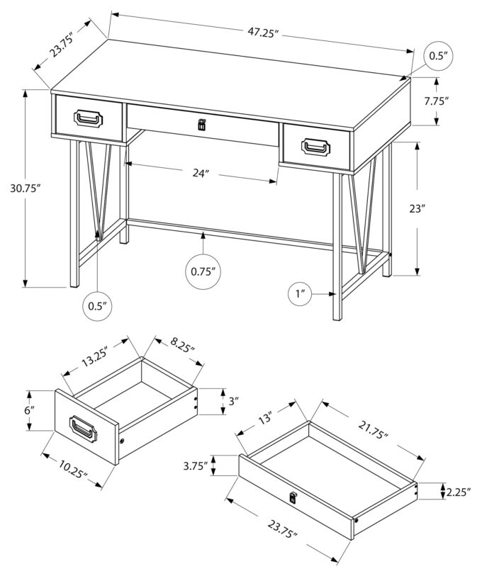 COMPUTER DESK - 48"L / GREY RECLAIMED WOOD / BLACK METAL - Image 4