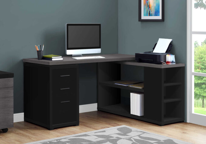 COMPUTER DESK - BLACK / GREY TOP LEFT/RIGHT FACING CORNER