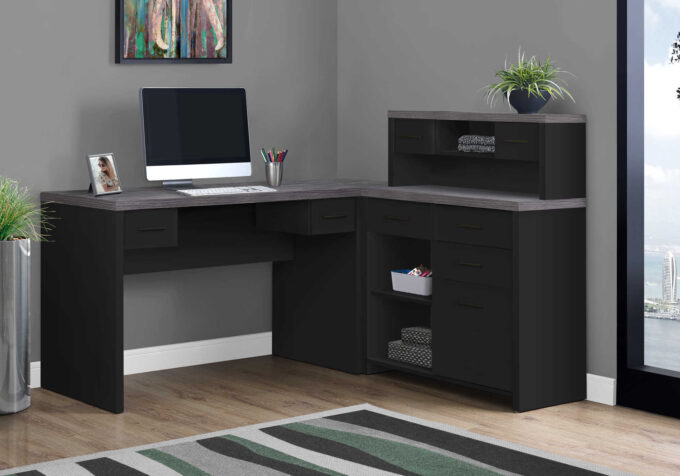 COMPUTER DESK - BLACK / GREY TOP LEFT/RIGHT FACING CORNER