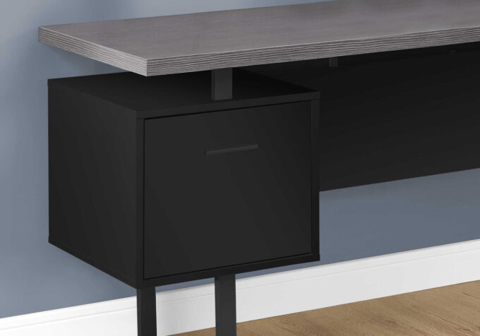 COMPUTER DESK - 70"L / BLACK / GREY TOP LEFT/RIGHT FACING - Image 2