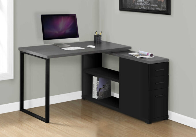 COMPUTER DESK - BLACK / GREY TOP LEFT/RIGHT FACING CORNER