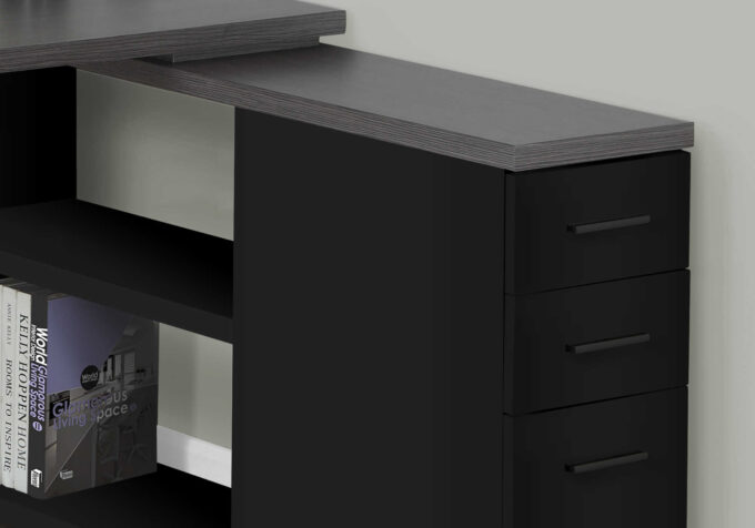 COMPUTER DESK - BLACK / GREY TOP LEFT/RIGHT FACING CORNER - Image 2