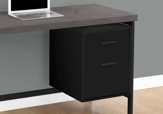 COMPUTER DESK - 48"L / BLACK / GREY TOP / BLACK METAL - Image 2